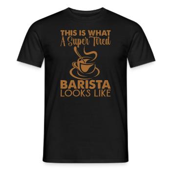 This Is What A Super Tired Barista Looks Like - Männer T-Shirt - Schwarz - Vorne - AI Model Male 178 light (178cm)