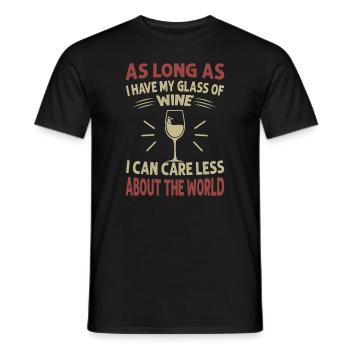 As Long As I Have My Glass Of Wine I Can Care Less - Men's T-Shirt - black - Front - AI Model Male 178 light (178cm)