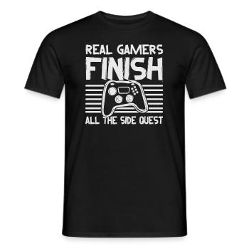Real Gamers Finishes All The Side Quests - Video G - Men's T-Shirt - black - Front - AI Model Male 178 light (178cm)