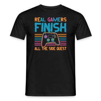 Real Gamers Finishes All The Side Quests - Video G - Men's T-Shirt - black - Front - AI Model Male 178 light (178cm)