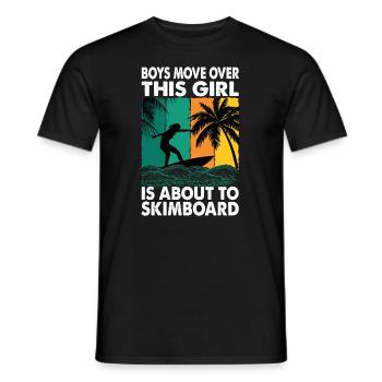 Les garçons se déplacent sur cette fille est sur le point de faire du skimboard - S - T-shirt homme - noir - Devant - AI Model Male 178 light (178cm)