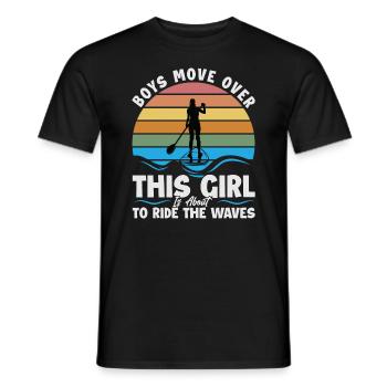 Les garçons se déplacent Cette fille est sur le point de surfer sur la vague - T-shirt homme - noir - Devant - AI Model Male 178 light (178cm)
