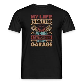ma vie est meilleure quand je travaille dans mon garage - - T-shirt homme - noir - Devant - AI Model Male 178 light (178cm)