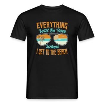 Tout ira bien quand j’arriverai à la plage - - T-shirt homme - noir - Devant - AI Model Male 178 light (178cm)