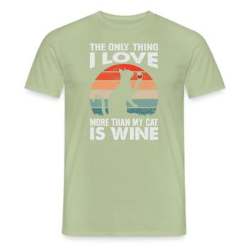 The Only Thing I Love More Than My Cat Is Wine - F - Männer T-Shirt - Sage - Vorne - AI Model Male 178 light (178cm)