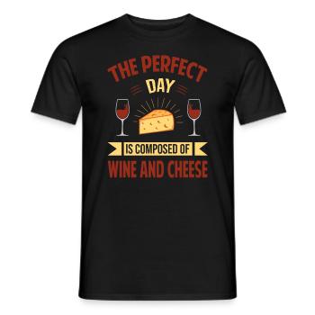 The Perfect Day Is Composed Of Wine And Cheese - S - Men's T-Shirt - black - Front - AI Model Male 178 light (178cm)