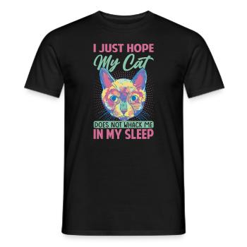J’espère juste que mon chat ne me frappera pas dans mon sommeil - - T-shirt homme - noir - Devant - AI Model Male 178 light (178cm)