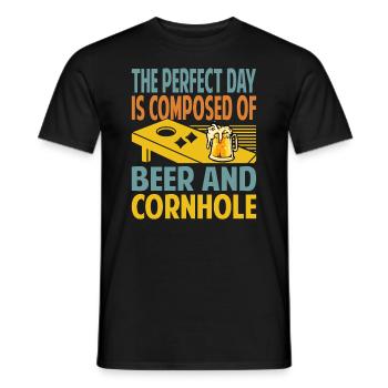The Perfect Day est composé de bière et de cornhole - - T-shirt homme - noir - Devant - AI Model Male 178 light (178cm)