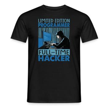 Limited Edition Programmer Full-Time Hacker - Funn - Men's T-Shirt - black - Front - AI Model Male 178 light (178cm)