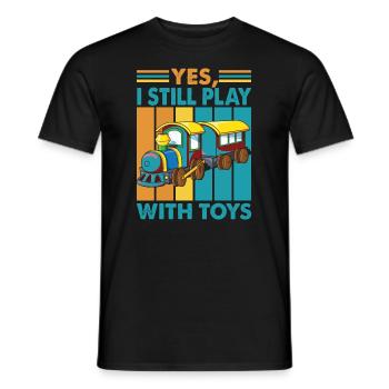Oui, je joue toujours avec des jouets - Trains - Caboose - C - T-shirt homme - noir - Devant - AI Model Male 178 light (178cm)