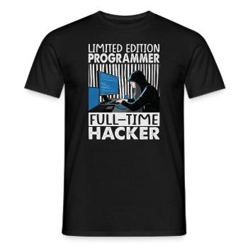 Limited Edition Programmer Full-Time Hacker - Funn - Men's T-Shirt - black - Front - AI Model Male 178 light (178cm)