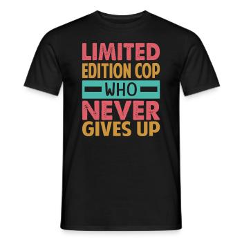 Flic en édition limitée qui n’abandonne jamais - Funny Pol - T-shirt homme - noir - Devant - AI Model Male 178 light (178cm)
