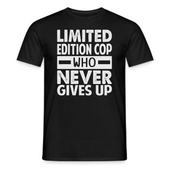 Flic en édition limitée qui n’abandonne jamais - Funny Pol - T-shirt homme - noir - Devant - AI Model Male 178 light (178cm)