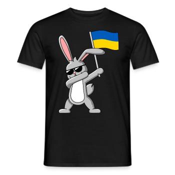 Dabbing Rabbit avec le drapeau de l’Ukraine - T-shirt homme - noir - Devant - AI Model Male 178 light (178cm)