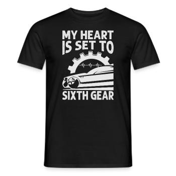 My Heart Is Set To Sixth Gear - Racing - Race Cars - Men's T-Shirt - black - Front - AI Model Male 178 light (178cm)