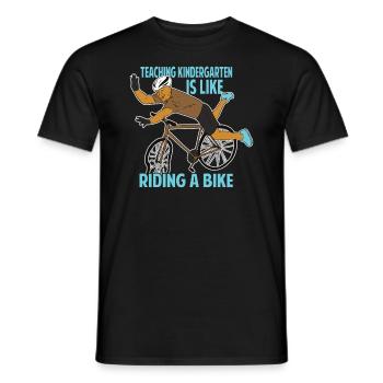 Teaching Kindergarten Is Like Riding A Bike - Funn - Men's T-Shirt - black - Front - AI Model Male 178 light (178cm)