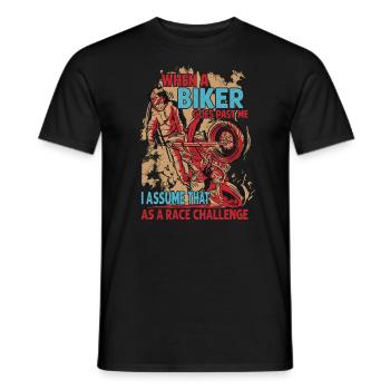 Quand un motard passe devant moi, je suppose que c’est une course - T-shirt homme - noir - Devant - AI Model Male 178 light (178cm)