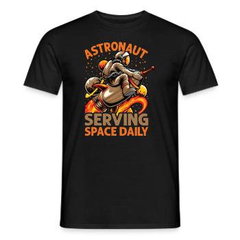 Astronaut Serving Space Daily - Funny - Planets - - Men's T-Shirt - black - Front - AI Model Male 178 light (178cm)