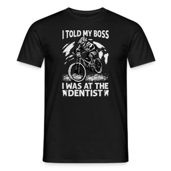 J’ai dit à mon patron que j’étais chez le dentiste - Vélo - Bik - T-shirt homme - noir - Devant - AI Model Male 178 light (178cm)