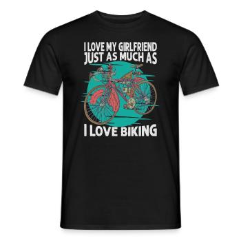 I Love My Girlfriend Just As Much As I Love Biking - Men's T-Shirt - black - Front - AI Model Male 178 light (178cm)