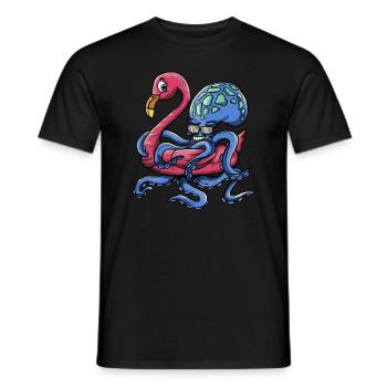 Poulpe portant un cerceau de flamant rose - Pool Party - T-shirt homme - noir - Devant - AI Model Male 178 light (178cm)