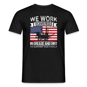 Oil Production Oil Workers USA Flag Gift - Men's T-Shirt - black - Front - AI Model Male 178 light (178cm)