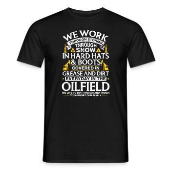 OilField Workers Oil Rig Oil Platform Oil Production - Men's T-Shirt - black - Front - AI Model Male 178 light (178cm)