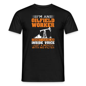 Oilfield worker mouth with no filter oil production - Men's T-Shirt - black - Front - AI Model Male 178 light (178cm)