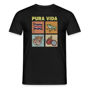 Pura Vida Costa Rica FlagTropical Frog - T-shirt homme - noir - Devant - AI Model Male 178 light (178cm)