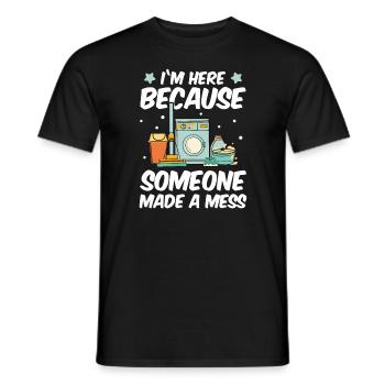 Ménage Service Nettoyeur Nettoyage Certains Ont fait un gâchis - T-shirt homme - noir - Devant - AI Model Male 178 light (178cm)