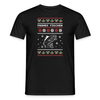 Frohes Fischen Angler Weihnachts Fest Geschenk - Männer T-Shirt - Schwarz - Vorne - AI Model Male 178 light (178cm)