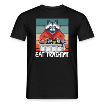 Raton laveur Sushi japonais Mangez Trashimi Jeu de mots - T-shirt homme - noir - Devant - AI Model Male 178 light (178cm)
