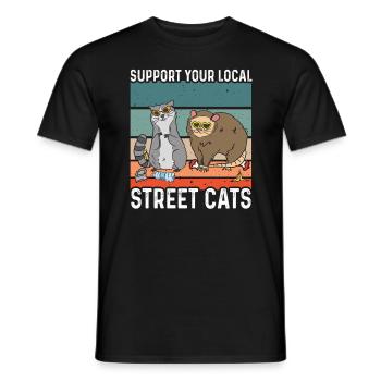 Soutenez votre cadeau de raton laveur local Street Cats - T-shirt homme - noir - Devant - AI Model Male 178 light (178cm)