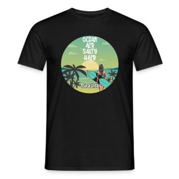 Ocean Air Salty Hair Pura Vida Surfen Surfing - Men's T-Shirt - black - Front - AI Model Male 178 light (178cm)