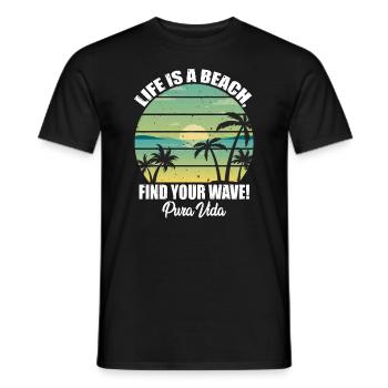 Life Beach Find Your Wellte Pura Vida Latin - Men's T-Shirt - black - Front - AI Model Male 178 light (178cm)