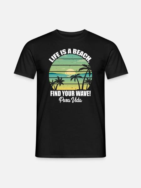 Leben Strand Finde Deine Wellte Pura Vida Latein - Männer T-Shirt - Schwarz