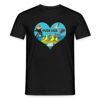 Pura Vida Heart Costa Rica Symbols South America - Men's T-Shirt - black - Front - AI Model Male 178 light (178cm)