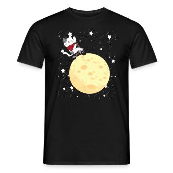 Chat fait du vélo sur la lune Chaton mignon - T-shirt homme - noir - Devant - AI Model Male 178 light (178cm)