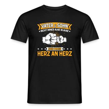 Vater & Sohn Auge In Auge Herz An Herz Geschenk - Männer T-Shirt - Schwarz - Vorne - AI Model Male 178 light (178cm)