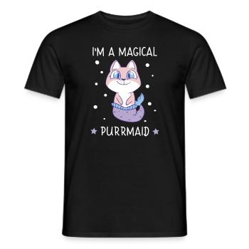 Magical Purrmaid Meerjungfrau Katze Katzenliebe - Männer T-Shirt - Schwarz - Vorne - AI Model Male 178 light (178cm)