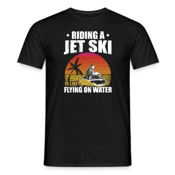 Riding A Jet Ski Flying On Water Summer Jet Boat - Men's T-Shirt - black - Front - AI Model Male 178 light (178cm)