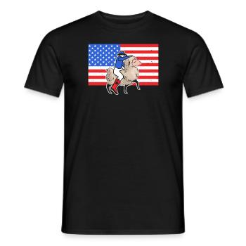 Mouton Buster USA Flag Sheep Rider - T-shirt homme - noir - Devant - AI Model Male 178 light (178cm)