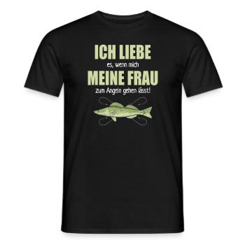 Liebe Meine Frau Angeln Gehen Lässt Angelsport - Männer T-Shirt - Schwarz - Vorne - AI Model Male 178 light (178cm)