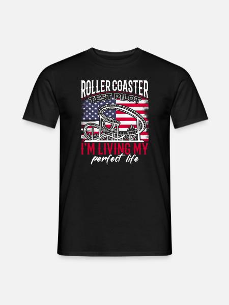 Roller Coaster Test Pilot USA flag ride. - T-shirt homme - noir
