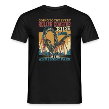 Roller coasters amusement park amusement park Vintage - Men's T-Shirt - black - Front - AI Model Male 178 light (178cm)
