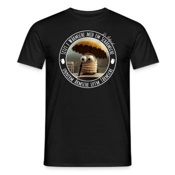 Hesse-Shörts "Sitzt e Wärmsche ..." Ahns - Männer T-Shirt - Schwarz - Vorne - AI Model Male 178 light (178cm)