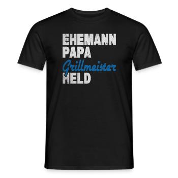 Ehemann Papa Grillmeister Held - Männer T-Shirt - Schwarz - Vorne - AI Model Male 178 light (178cm)