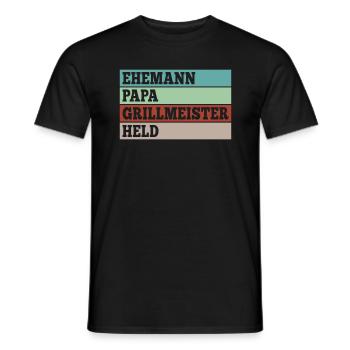 Ehemann Papa Grillmeister Held - Männer T-Shirt - Schwarz - Vorne - AI Model Male 178 light (178cm)