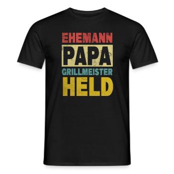 Ehemann Papa Grillmeister Held - Männer T-Shirt - Schwarz - Vorne - AI Model Male 178 light (178cm)