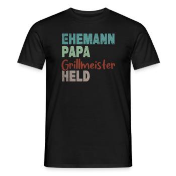 Ehemann Papa Grillmeister Held Vatertag - Männer T-Shirt - Schwarz - Vorne - AI Model Male 178 light (178cm)